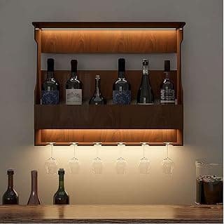 Jorden Wooden Wall Hanging Design Bar | Bar Cabinets for Home | Mini Bar for Home | Solid Wood Make Wine Storage Cabinet with Glass Hanging Space-Teak Finish