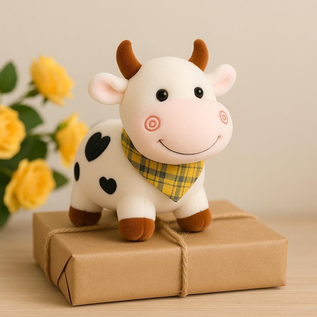 Cionum Soft Plush Toy for Kids – Cute Stuffed Animal Soft Toy – Soft Cuddly Toy for Baby Boys & Girls, Return Gift & Room Decor -White Cow 30cm