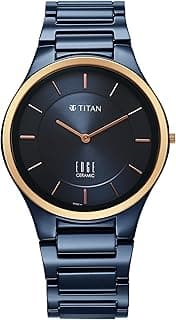 EDGE Titan Edge Bicolour Quartz Analog Blue Dial Blue Ceramic Strap Watch for Men/NT1696KC05