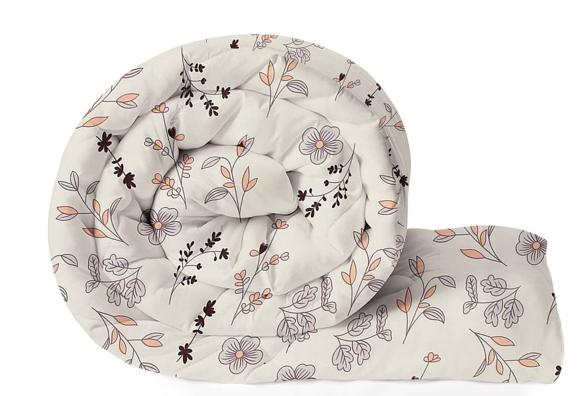 VAS COLLECTIONS Floral 220 GSM Microfiber Reversible Ac Comforter/Blanket for Winter/Quilt/Duvets for Double Bed Size(230X250 Cm,Cream & Burgundy)
