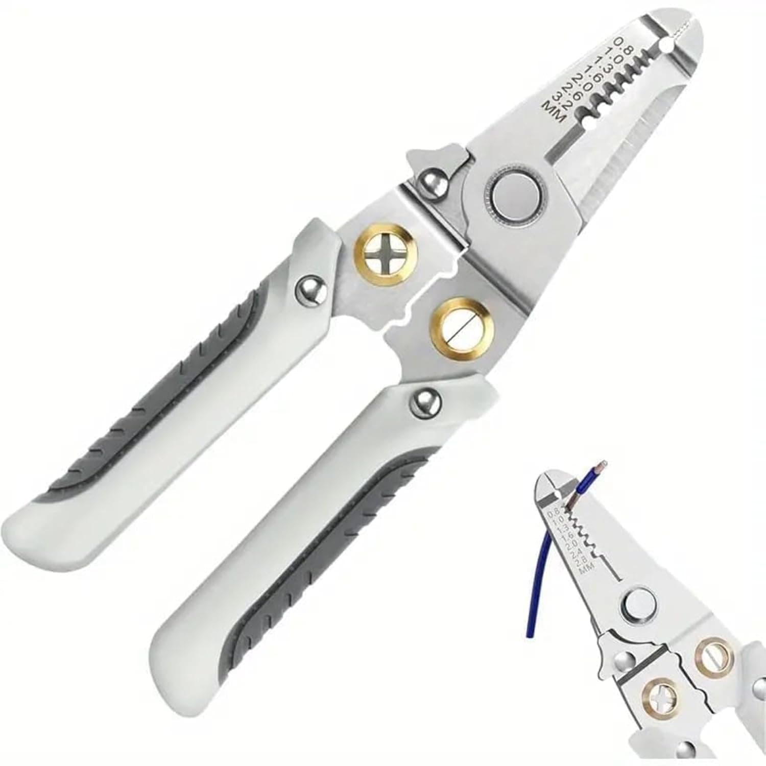 8 in 1 Wire Crimping Tool | Heavy Duty Cable Cutter & Wire Stripper, Wire Cutter, Cable Stripper Manual Lock Mechanism and Textured Grip Handle for Electrical Wire Use (Wire Stripper Pliers)