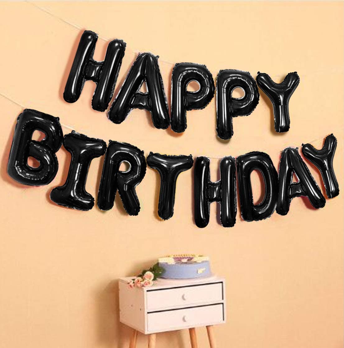 AMFIN® Happy Birthday Letter Foil Balloon -Black