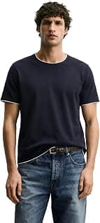 Alan Jones Clothing Men's 100% Cotton Regular Fit Double Collar Round Neck T-Shirt