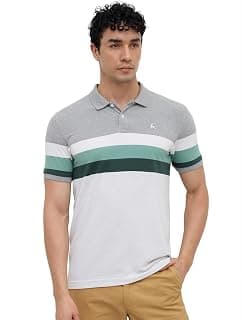 Parx Men Regular Fit Yarn Dyed Pattern Cotton Polyester Blend Polo Neck Half Sleeve Casual T-Shirt