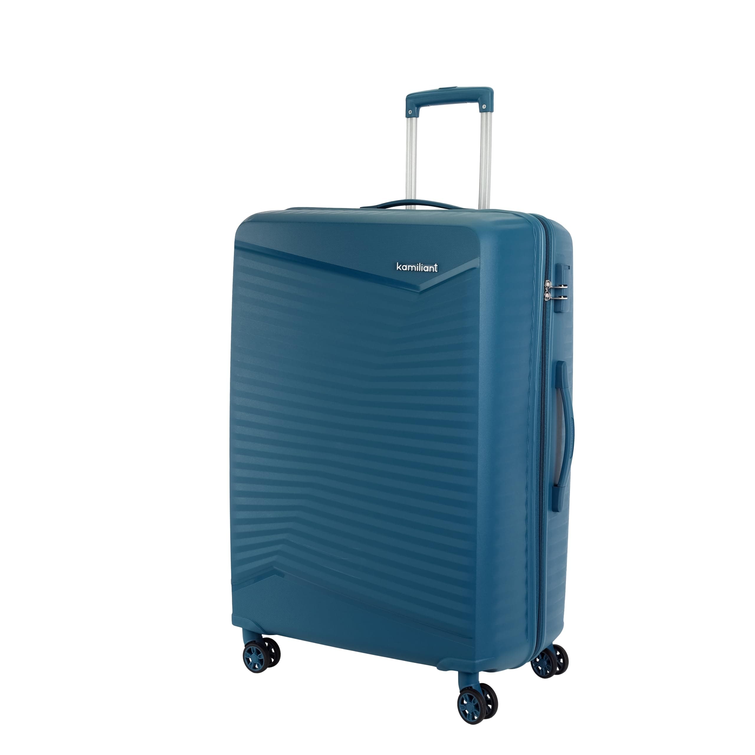 Kamiliant by American Tourister Rock-Lite Large 79 Cm Check-in Hard Sided Trolley Bag for Men & Women, Suitcase 99L for Travel with 3 Digit Combination Lock - Deep Ocean