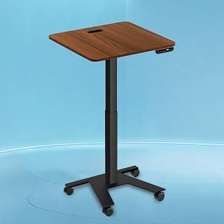 The Sleep Company AeroMini Electric Height Adjustable Desk | Ergonomic Work from Home Table | 4 Memory Presets | Lockable Wheels | 570 × 500 mm Thick Top | Free Installation | Wooden & Black