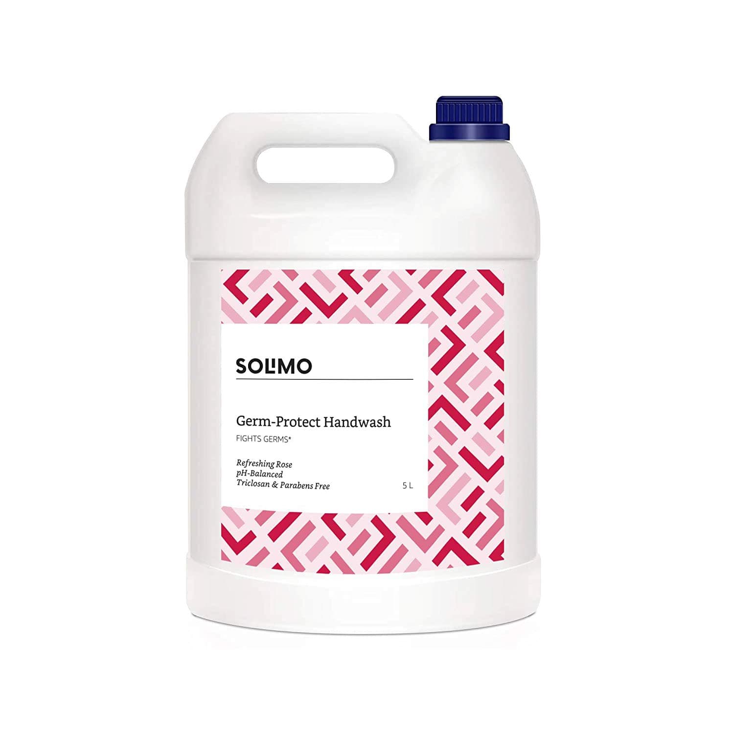 Amazon Brand - Solimo Handwash Liquid Refill Can, Refreshing Rose - 5 Litre | Antibacterial germ-protect | Advanced Disinfection Formula| pH Balanced