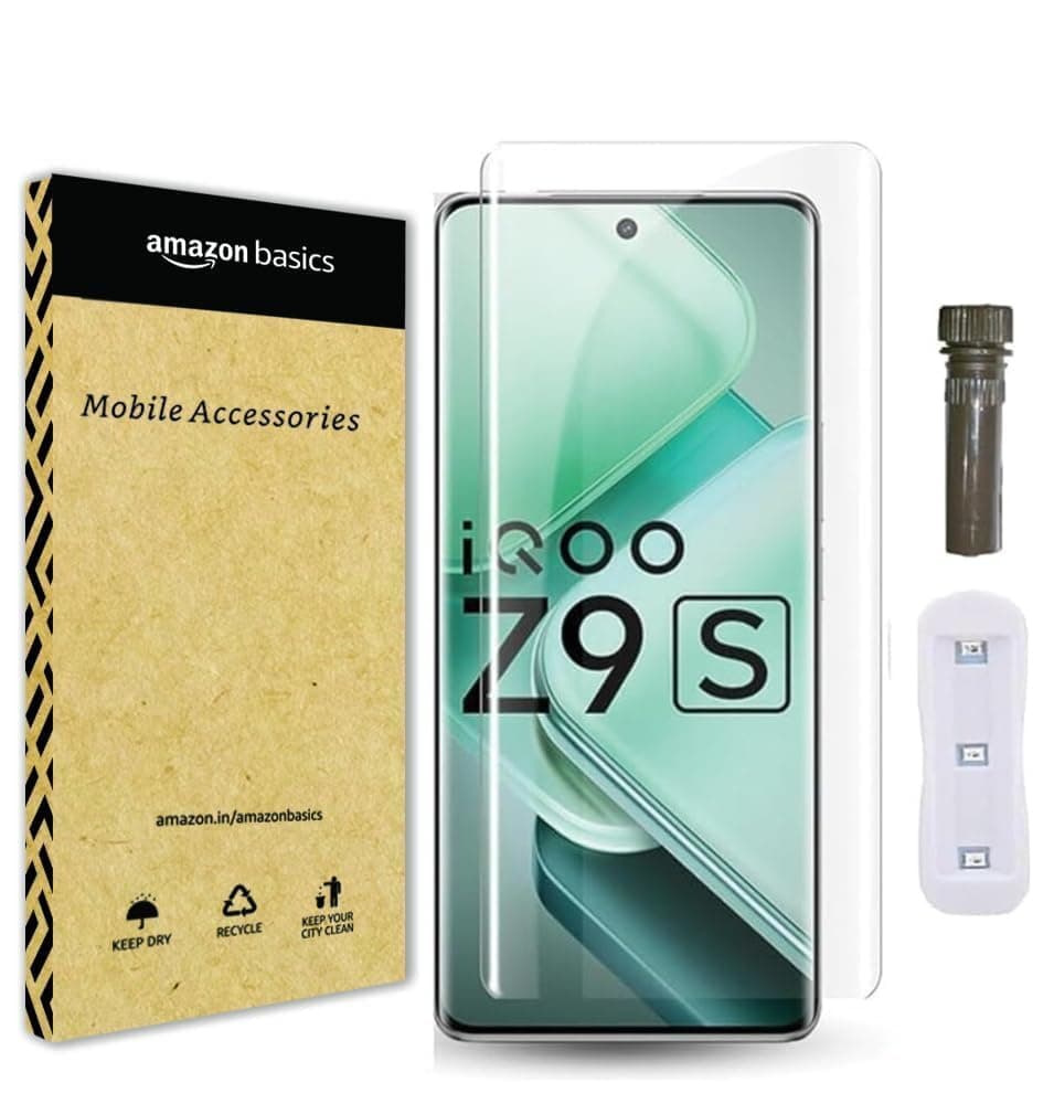 Amazon Basics Basic Case for Cellphone (Full Screen Protector Tempered Glass_Clear)