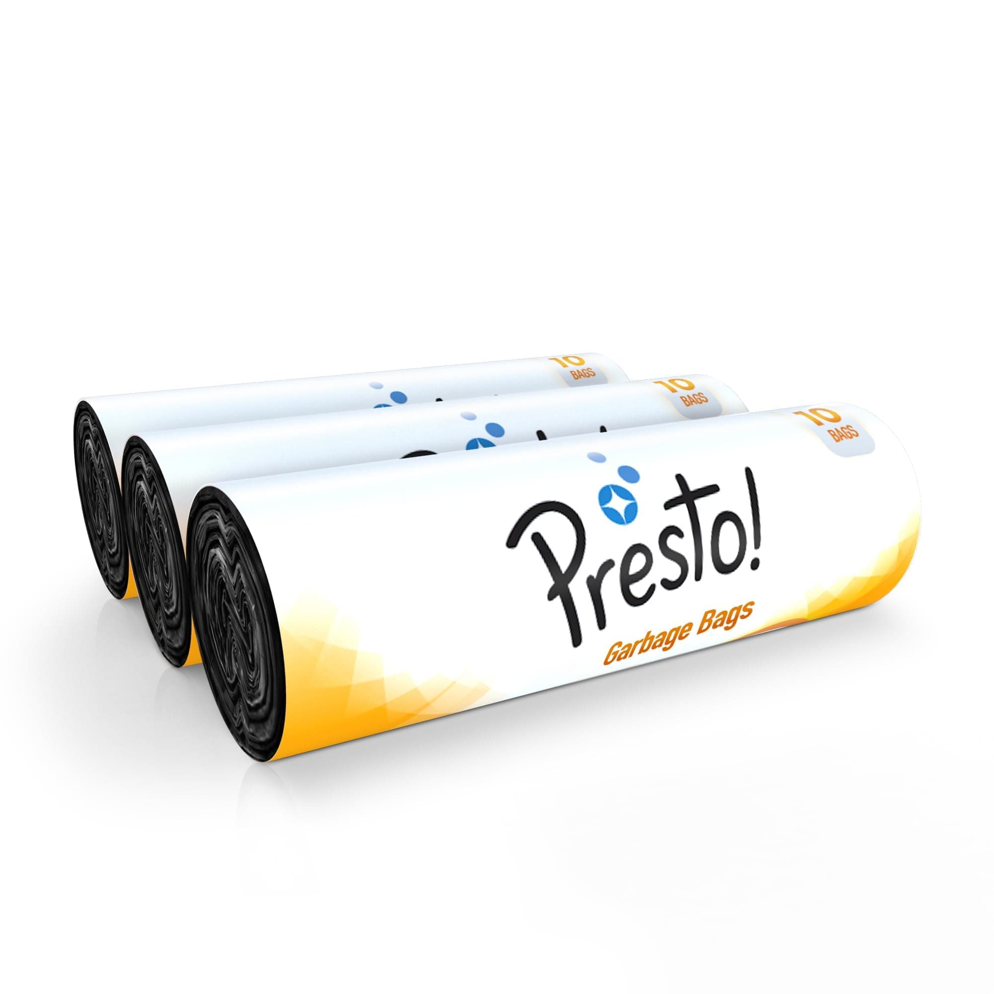 Amazon Brand - Presto! Garbage Bags | Extra Large | 30 Count | 10 Bags X 3 Rolls | 30 X 37 Inches | For Dry & Wet Waste | Black