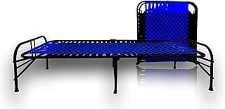 LUSTER Folding Bed Single for Sleeping Portable Single Folding Bed Space Saving Heavy Duty Foldable Bed Frame/Khat Cot for Sleeping Bed Sturdy Metal Bed Frame Space Saving Design 3X6 Feet, Blue