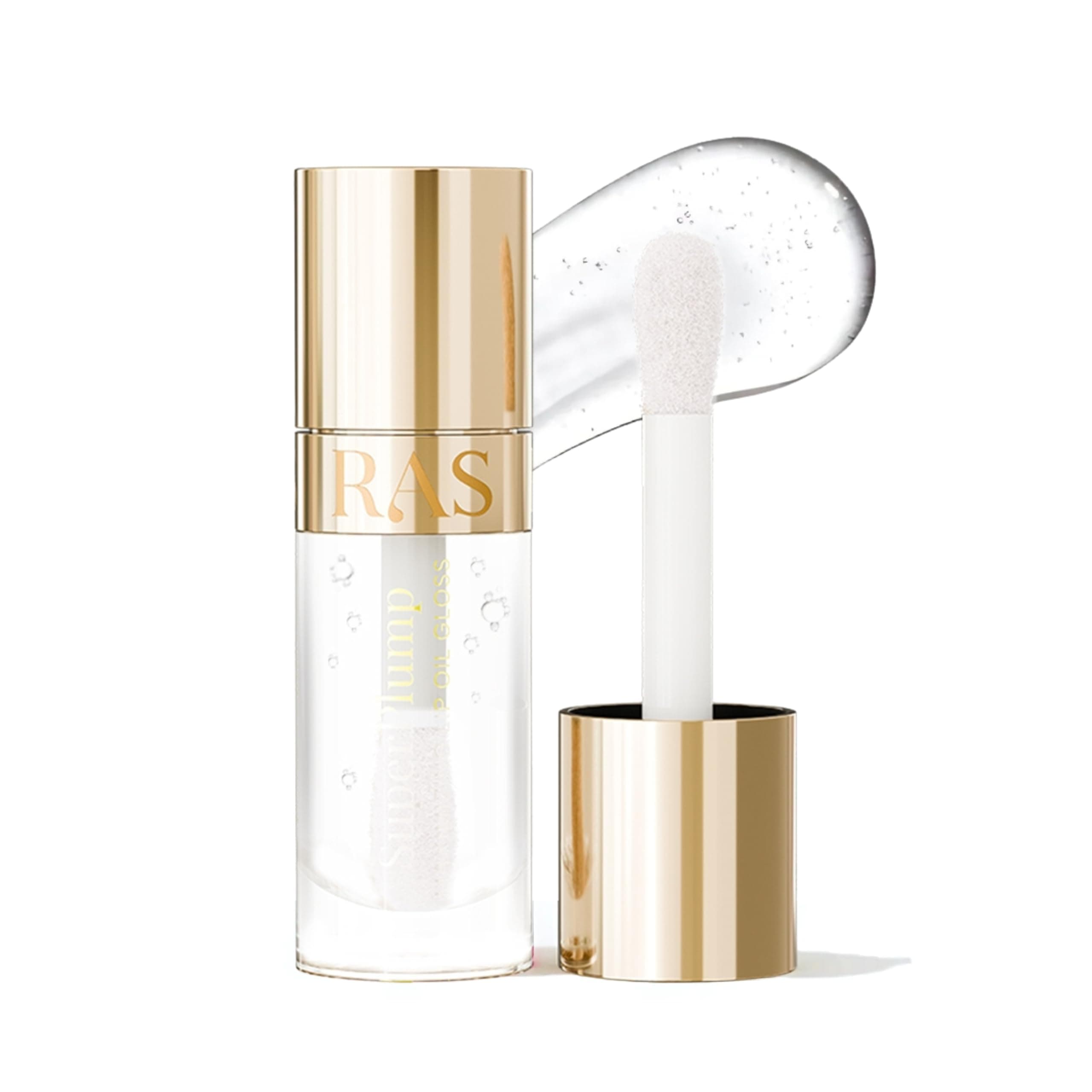 RAS Luxury Oils Hydrating 4-in-1 Super Plump Lip Oil Gloss, Balm, Plumper & Gloss with SPF 20 | Enriched with Natural Oils, Peptides & Hyaluronic Acid - Glass Glow