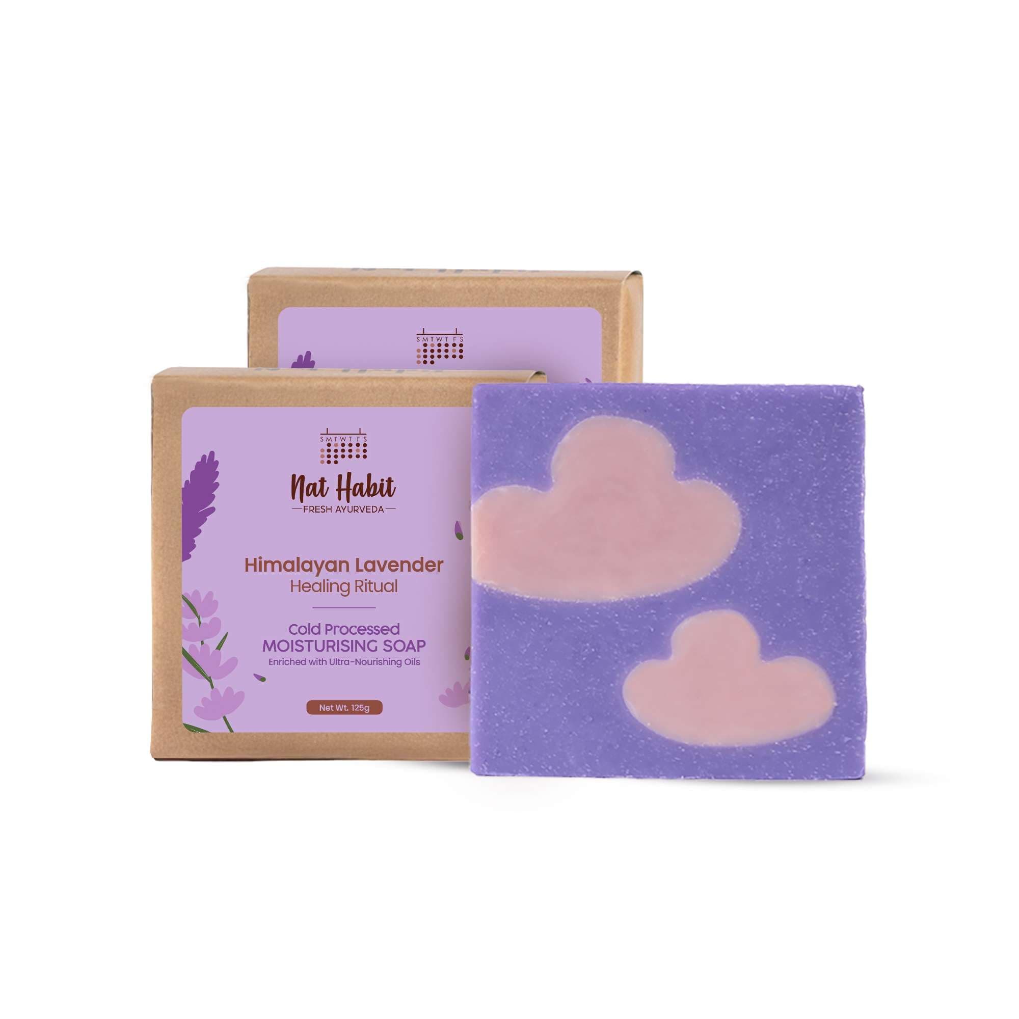 Nat Habit Cold Processed Himalayan Lavender Soap | Gentle, Non-Drying & Moisturising | Handmade | Natural | Sulphate & Paraben Free | Pack of 2 x 125g