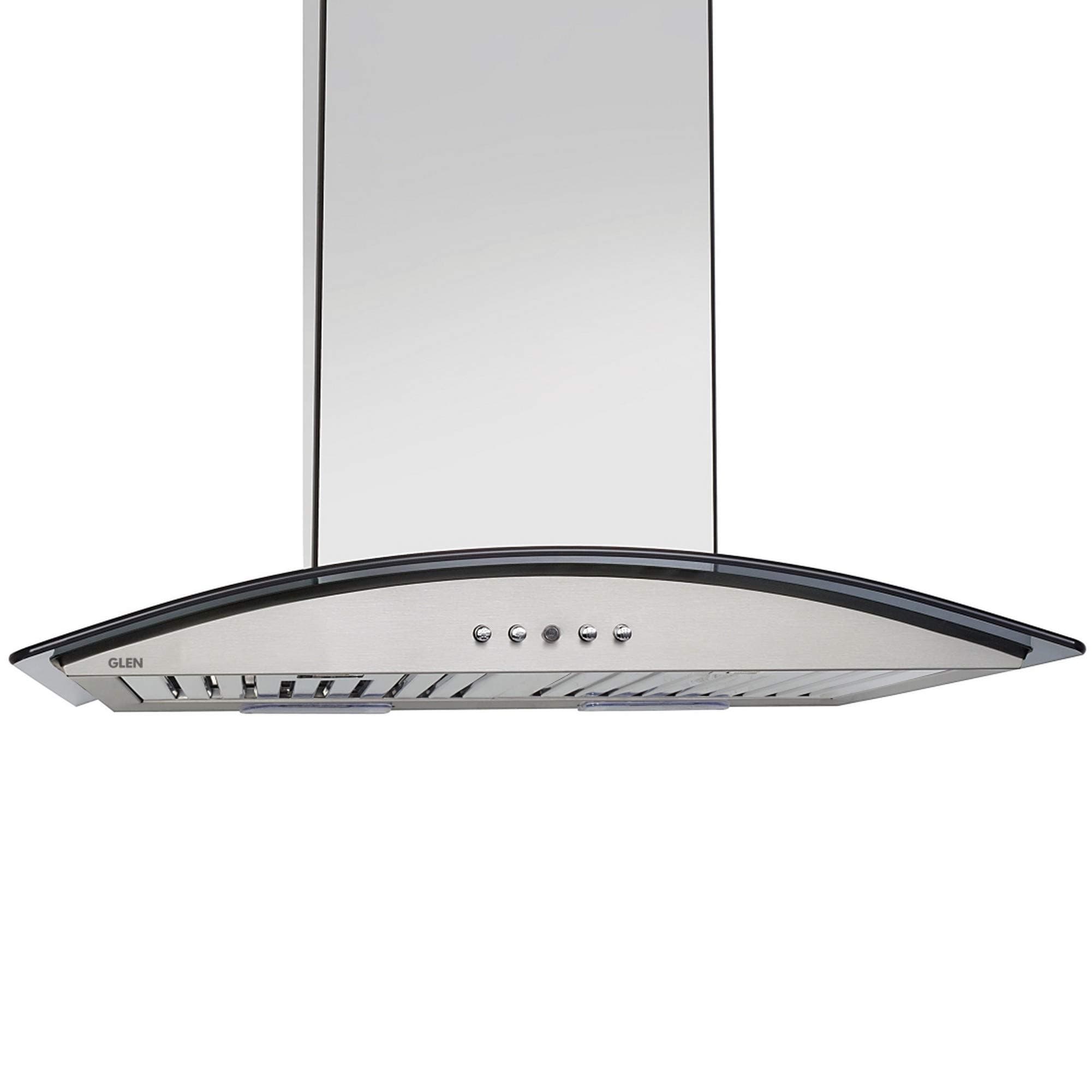 Glen 60cm 1000 m3/h Curved Glass Chimney (6071 SS, Baffle Filters, Push Button Control, Grey)