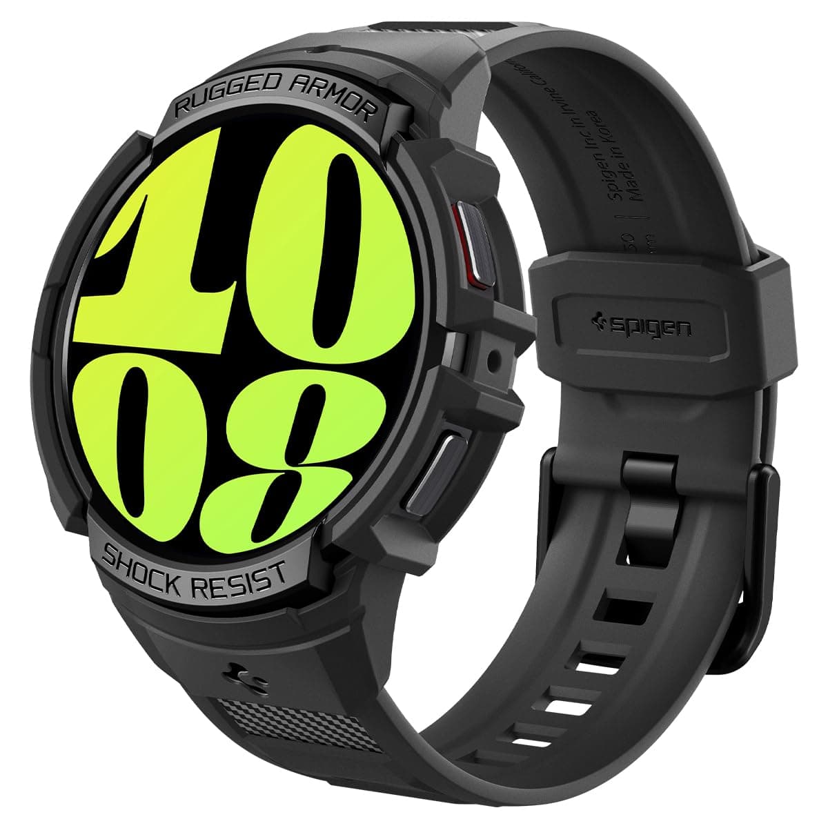 Spigen Rugged Armor Pro for Samsung Galaxy Watch 6 44mm Case with Strap Band - Black