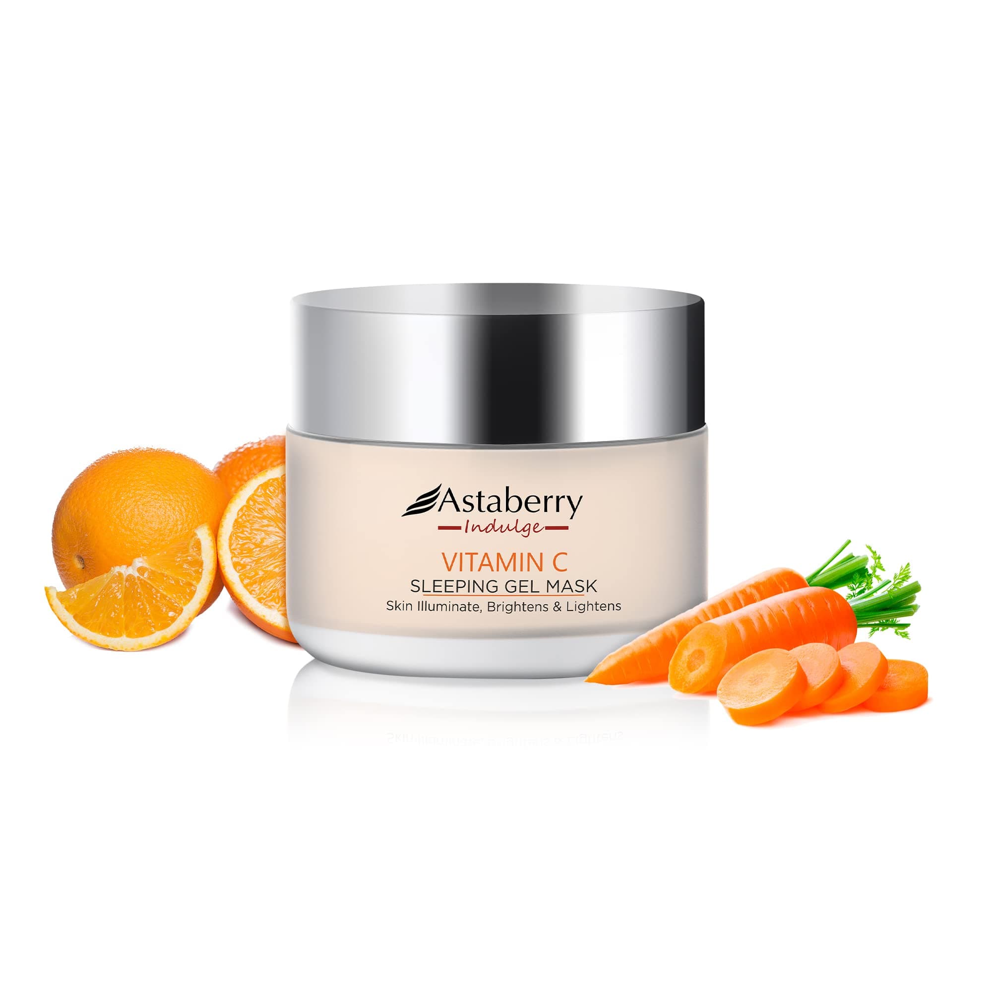 Astaberry Indulge Vitamin C Sleeping Gel Mask for Brightening & Glowing Skin | Repairs Sun Damage | Boosts Glow & Plumps Skin | Rejuvenates the skin - 50 g