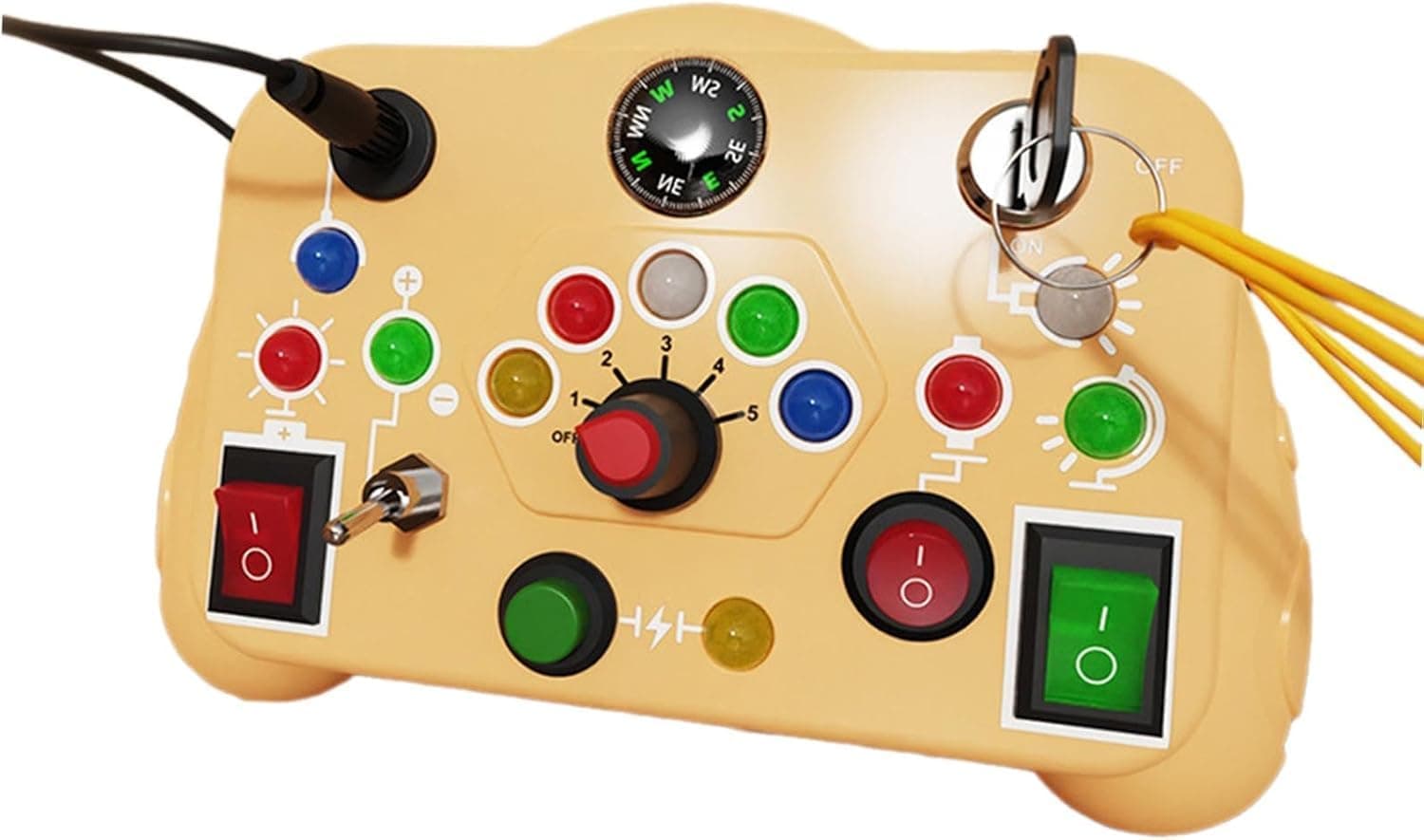 SHINETOY Busy Board, Montessori Toys, LED Busy Board for Toddlers, Light up Sensory Toys with 8 Switches and 12 LED Lights, Gifts Toy for Babies Boys and Girls, Yellow