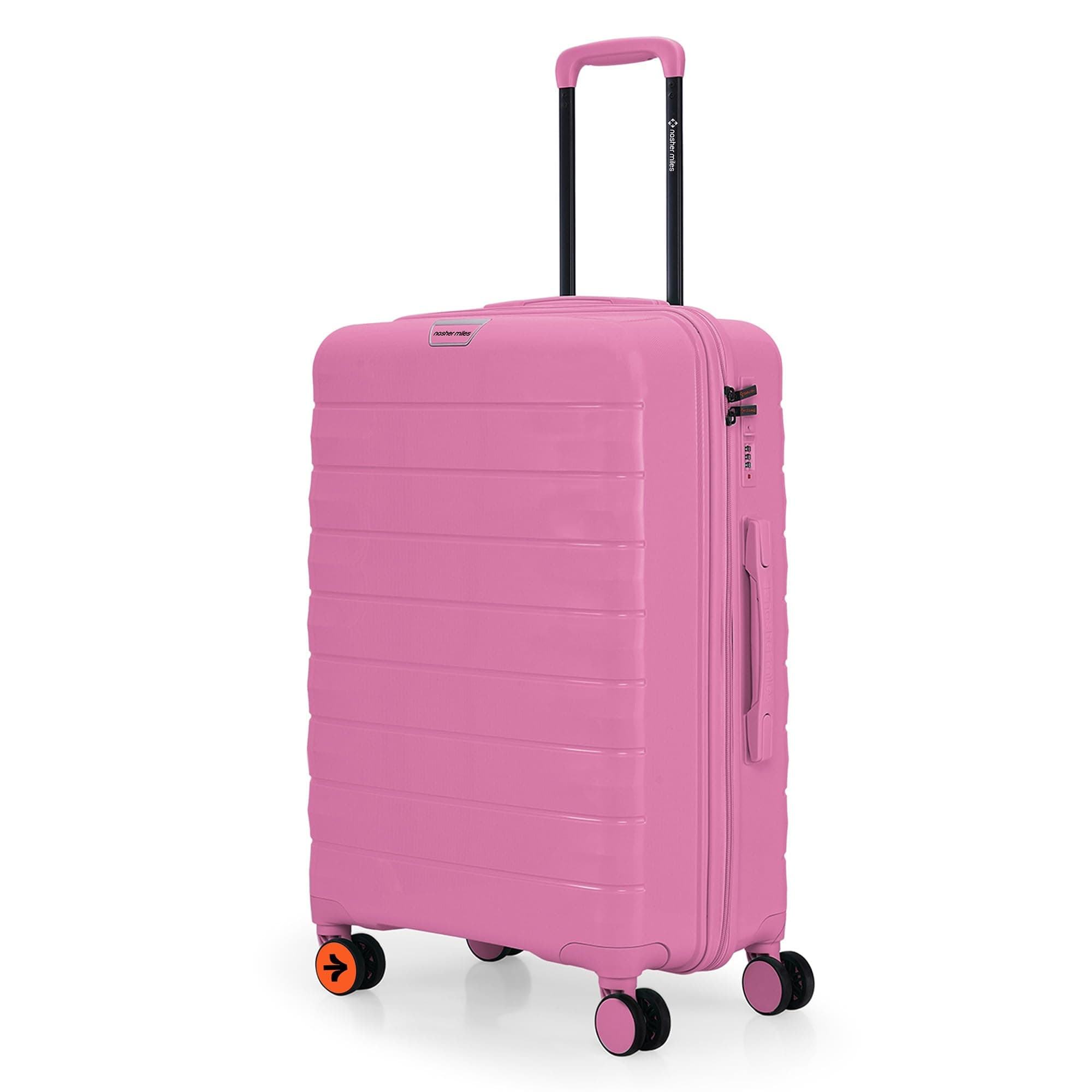 Nasher Miles Vienna Hard-Sided Polypropylene Check-in Luggage 24 inch | 65cm | 8 Wheels Medium Trolley Bag for Travel | Suitcase (Pink)