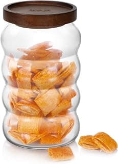 Treo by Milton Belly Storage Jar With Wooden lid, 750 ml, Transparent | Storage Jar | Refrigerator Safe | Air Tight | Dishwasher and Microwave Safe | Light Weight