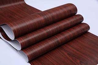 ELTON DIY Wall Paper/Wall Sticker Self Adhesive Wooden Highlighter Elegant Living Room Bed Room Decoration Interior Exterior Easily Removable Furniture Make Over Cherry Teak(45x300cm)