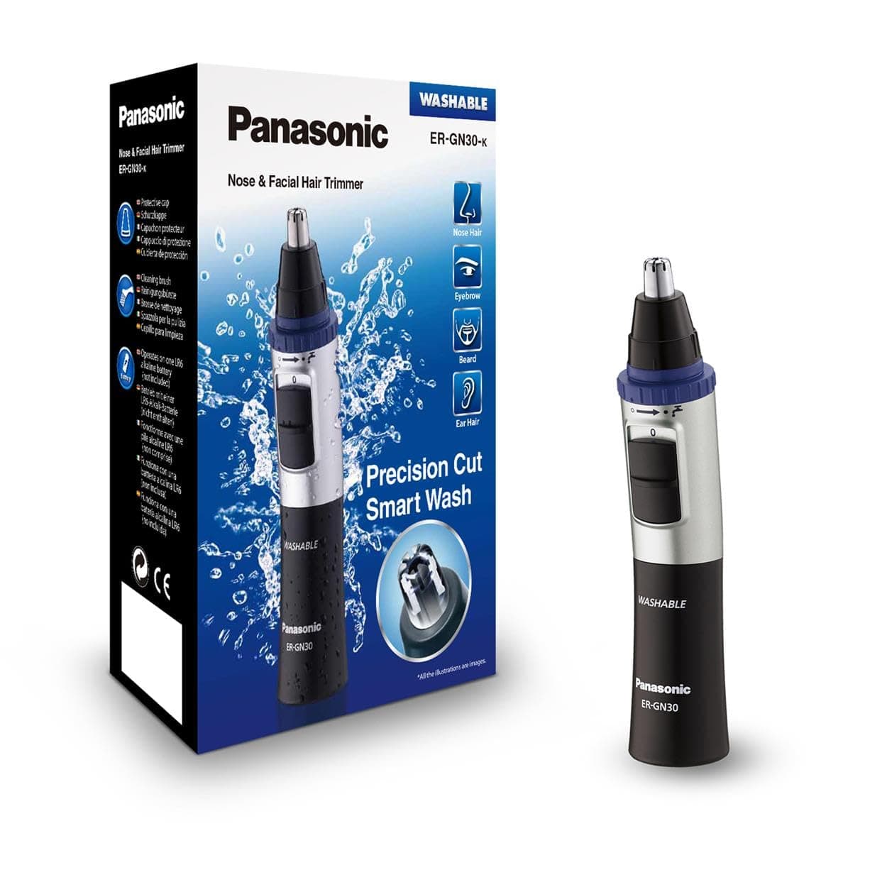 Panasonic Er-Gn30-K Men'S Nose & Ear Hair Trimmer, Multicolor, Battery Powered
