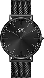 Daniel Wellington Classic Analog Watch for man with Black Round Dial & Black Stainless Steel Bracelet Band Water Resistant Men's Wrist Watches - DW00100632K