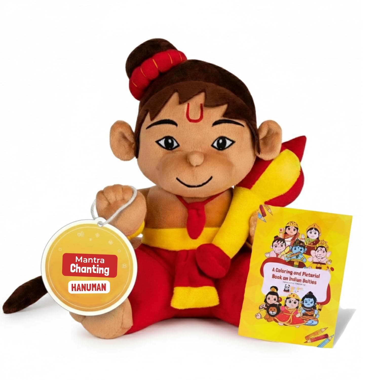 Panda's Box Mantra Chanting Baby Hanuman Soft Toys for Kids |Musical Stuffed Plush Toy for Girl & Boy | Non-Toxic, Safe | Best Birthday Gift for Newborn & Toddlers | Free Colouring Book | Medium 28 CM