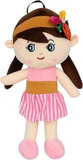 Soft Toy Doll for Girls | Cute Plush Stuffed Doll | Soft & Huggable Toy | Birthday Gift for Kids | Pink Dress Doll (Multicolour)