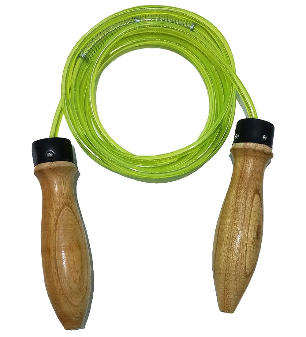 AMIFIT Wooden Handle Skipping-Rope Jump Skipping Rope for Men Women Weight Loss Kids Girls Children Adult - Best in Fitness Sports Exercise Workout | Soft cotton cord with smooth swivel, suits cardio, weight loss, boxing drills and daily home fitness