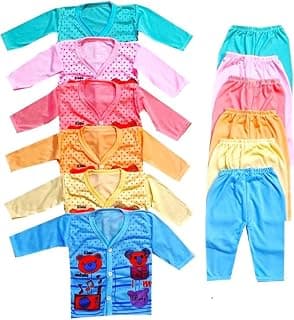 Generic Baby Boys & Baby Girl's Soft Cotton Printed Full Sleeve Shirt Pajama Casual Dress Jhabla for Kids Newborn Infant Toddler Combo Pack of -6