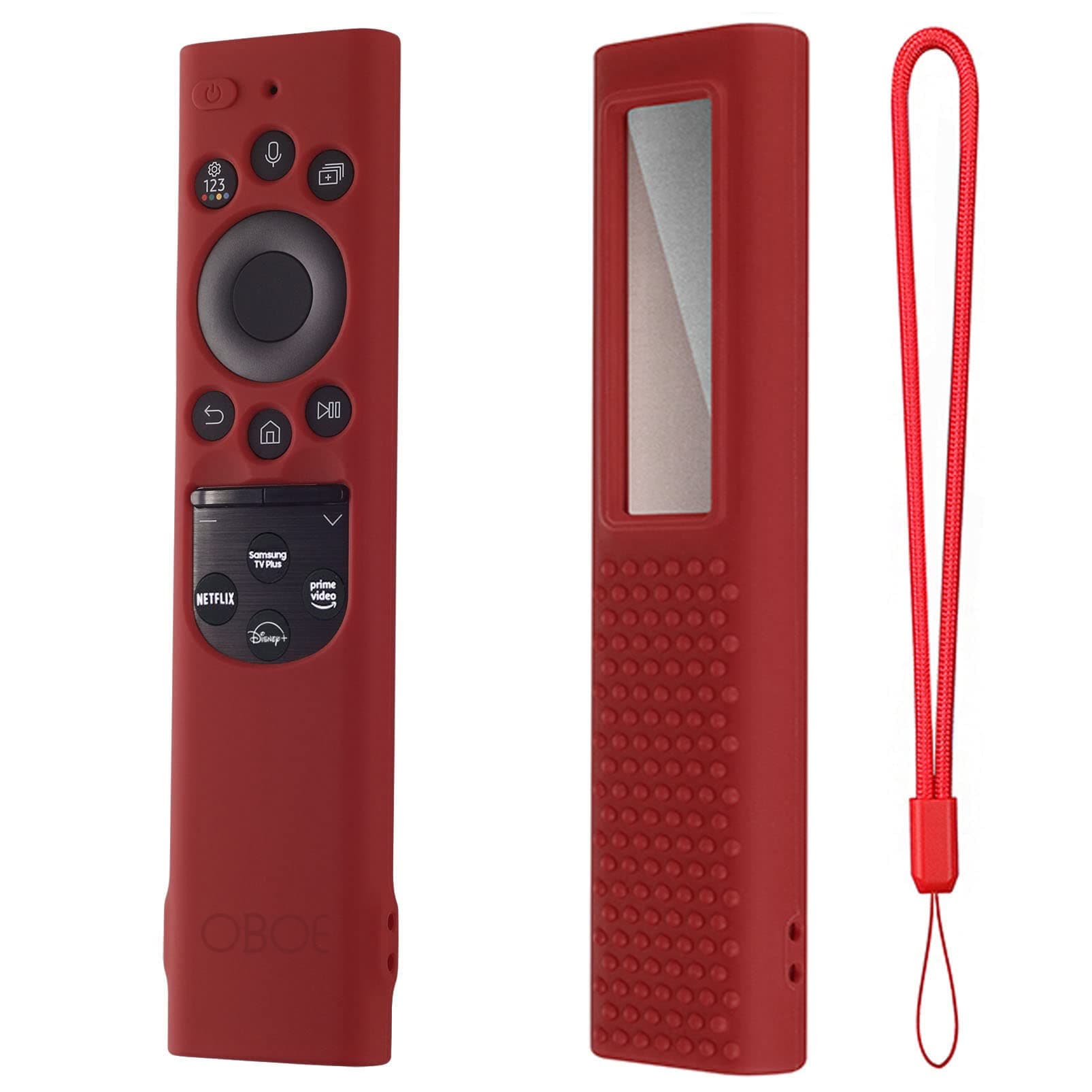OBOE Silicone TV Remote Cover Compatible with 2022 Samsung Smart TV Remote QLED TV BN68-13897A / TM2280E Remote Protective Case with Remote Loop (Wine Red) [Remote NOT Included]