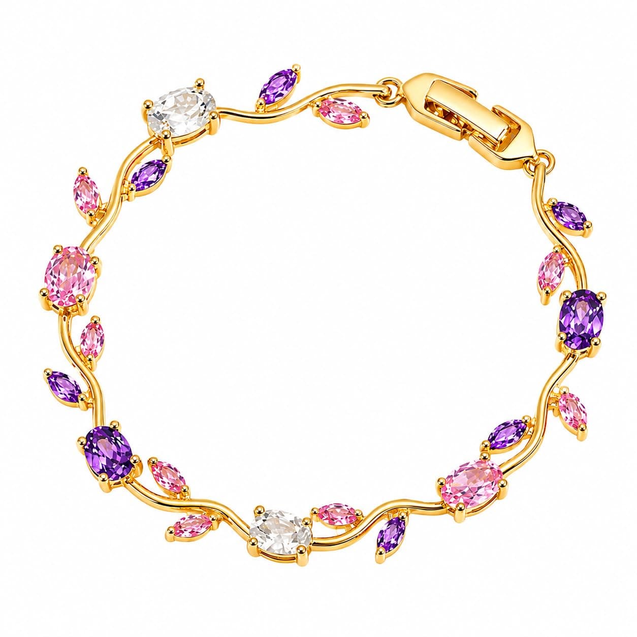 SHANAYA Anti Tarnish 18K Gold Plated Floral Tulip Bracelet for Women & Girls | Elegant Daily Wear Jewelry | Gift for Her | Multicolor Tulip Bracelet