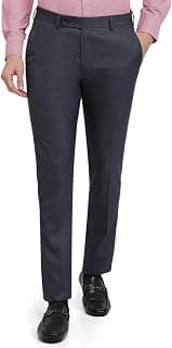 Park Avenue Men Slim Fit Solid Pattern Poly Viscose Blend Flat Front Formal Trouser Dark Blue