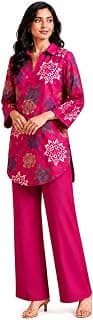 VELVET BERRY Women's Floral Printed Kurta with Palazzo Pants, Co-ord Set
