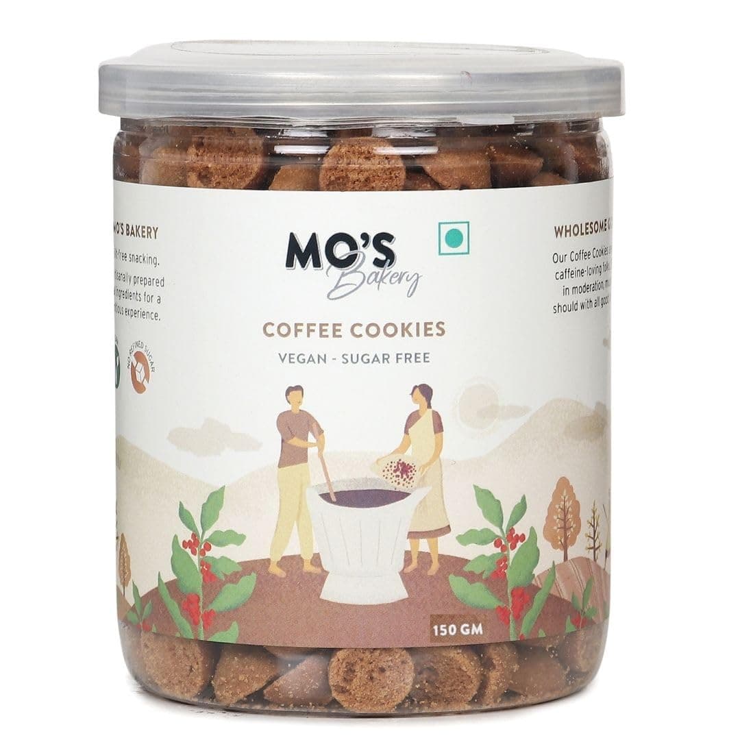 Mo's Sugar Free Coffee Cookies, 150g | Mini Cookies | Healthy Snack For Diabetics | Vegan |100% Natural & Preservatives Free | Guilt Free Snacks