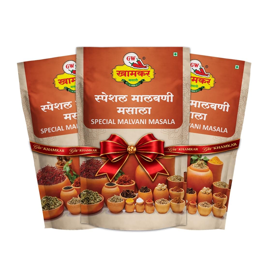 GW Khamkar Special Malvani Masala,spices, Malvani Masale, Indian Spices, Maharashtrian Spices, Traditional Recipe, Authentic (Kokani) Taste,no Artificial Colours, All In 1 Masala, 1Kg (Pack of 3)