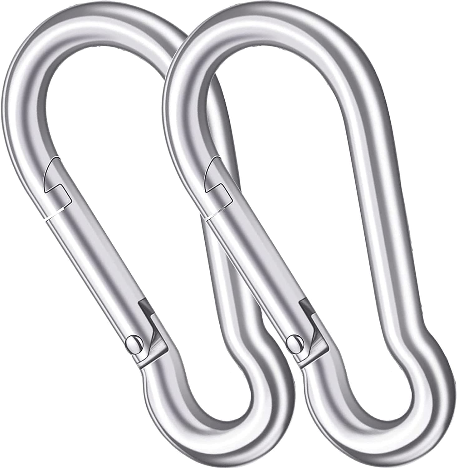 OLAHRAGA Small 304 Stainless Steel Carabiner Clip, Spring Snap Hook for Camping, Traveling Backpack Keychain or Outdoor (Pack of 2)