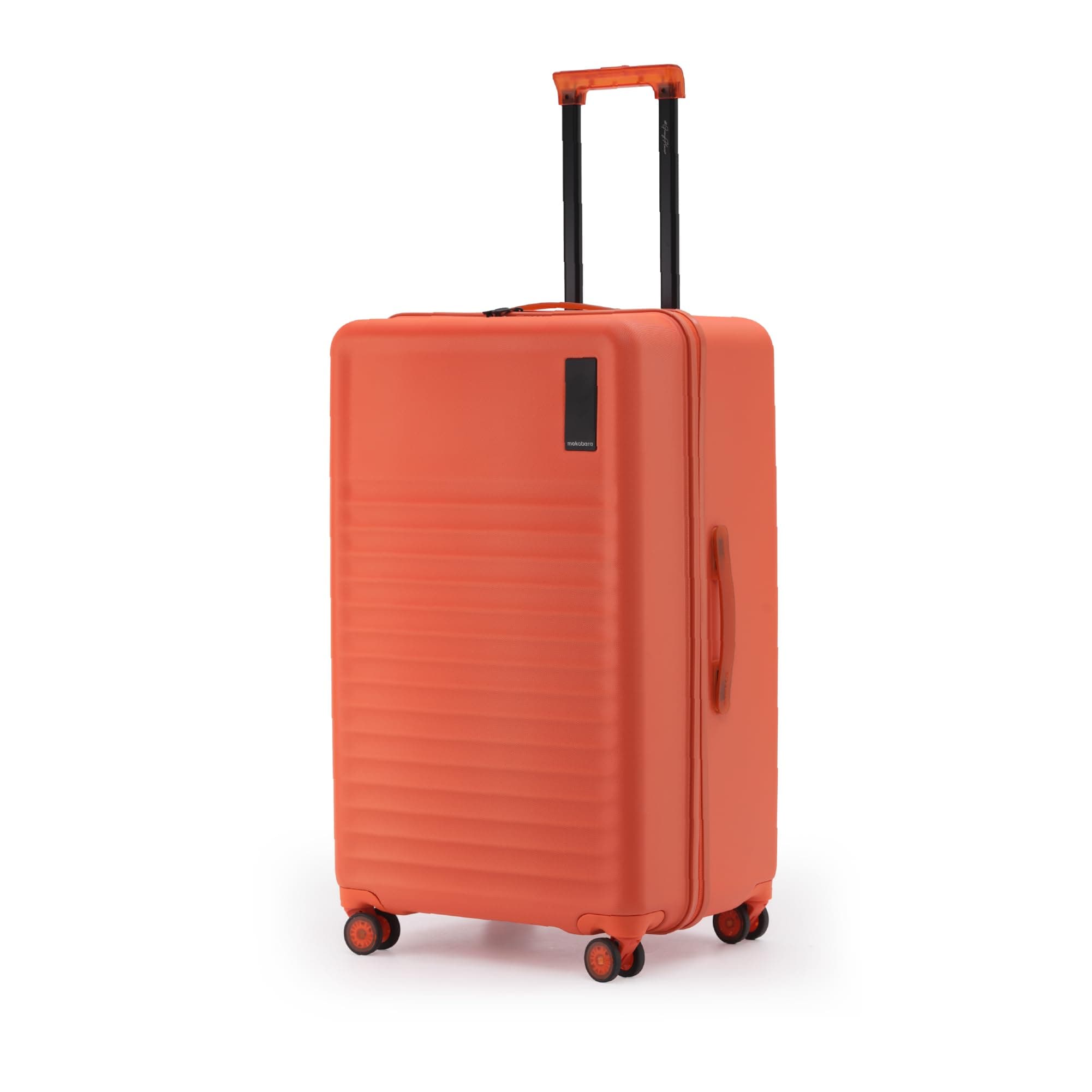 MOKOBARA Aisle Trunk Check-in Large Luggage Trolley Bag-76.5cm(105L),Polycarbonate Hardshell,Frosted Hardware,TSA Lock,YKK Zipper,360° 8 Silent Wheels,Suitcase for 15+ Day Travel,Orange(Stardust)