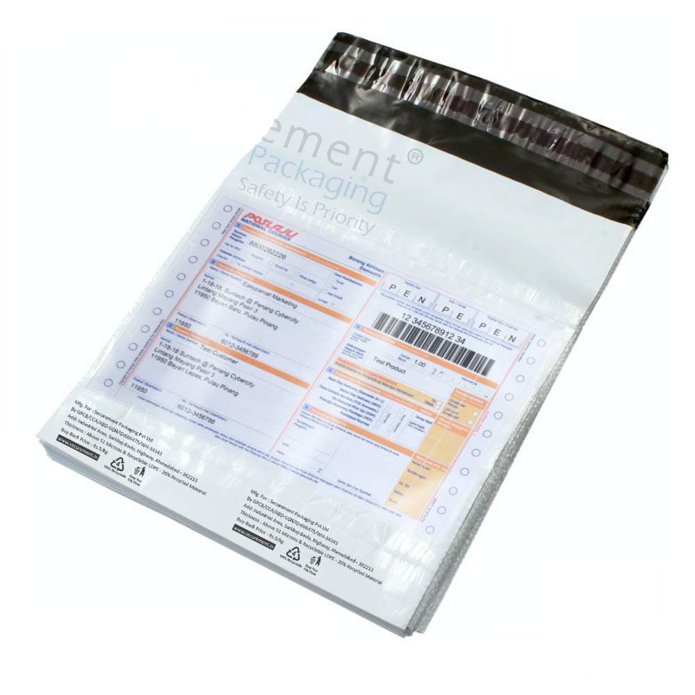 SECUREMENT Courier/Envelopes/Pouches/Cover with POD, 55 Microns Tamper Proof/Security Bag (100, 10x12)