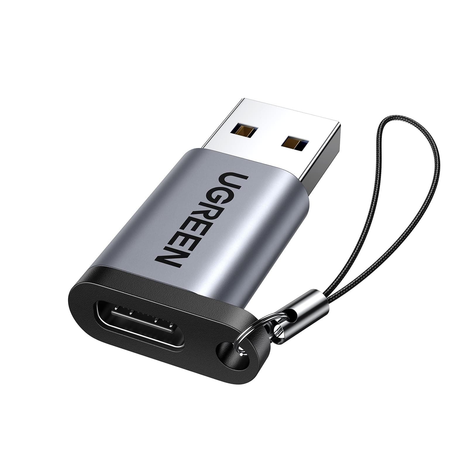 UGREEN 10Gbps USB C to USB A Adapter, Fast Charge and Data Transfer Grey | Type A Male to C Female Adaptor Compatible with iPhone 17/16/15 Pro Max MacBook iPad Air AirPods Galaxy S26