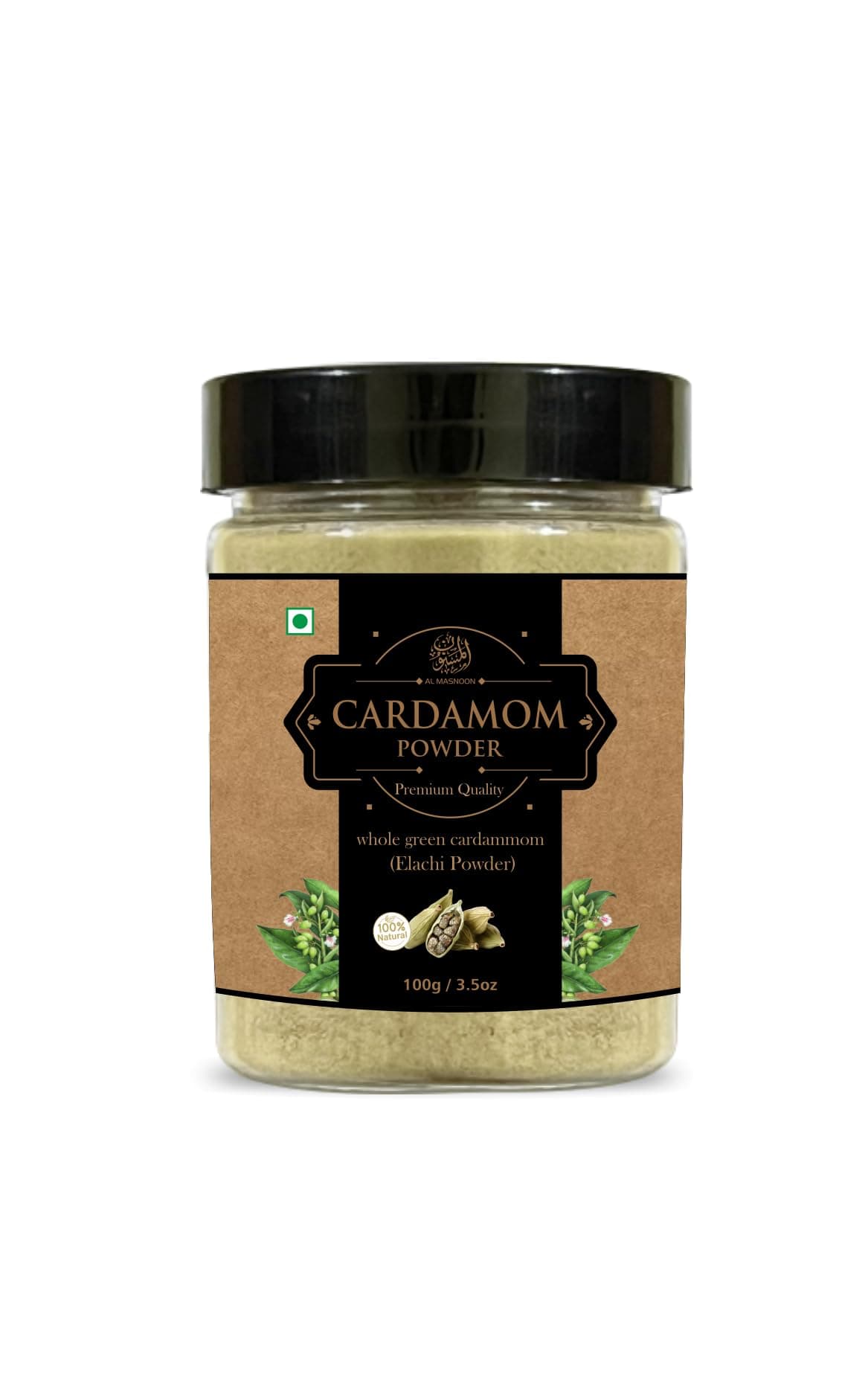 AL MASNOON Green Cardamom powder/Hari elaichi Powder / 100% Pure & Natural /100g (Pack of1)