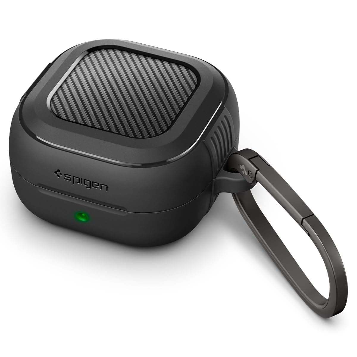 Spigen Rugged Armor | Samsung Galaxy Buds 4 Pro/Buds 4 Case Cover [Carabiner Included] [Shock-Proof] [Light Compact] TPU - Matte Black