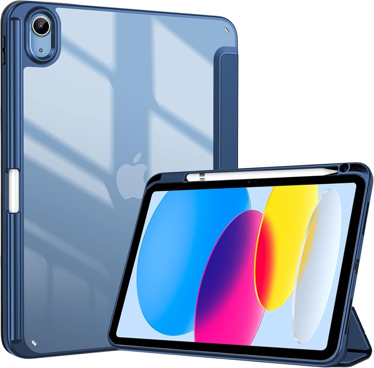 MOCA Case for iPad (A16) 11th Generation 11 Inch 2025 10th Generation Case 2022, iPad 10.9 Inch Cover with Clear Transparent Back and TPU Shockproof Frame Cover - Navy