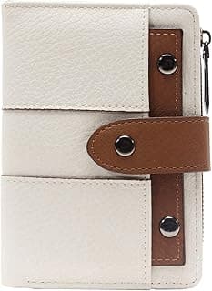 INOVERA (LABEL) Small Wallet for Women & Girls - Stylish Faux Leather Ladies Hand Purse for Card, Cash, Coin, ID Window with Zipper Pocket (White and Brown)