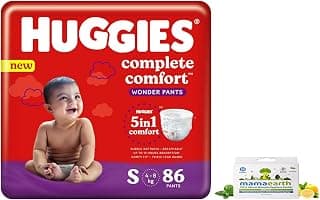 HUGGIES Wonder Pants Small Size Diapers, 86 Count & Mamaearth Natural Repellent Mosquito Patches For Babies with 12 Hour Protection,White,Pack of 1