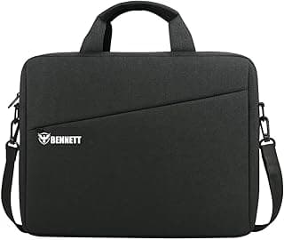 KBBRD Bennett™ Mystic Unisex Adult Men's Laptop Bag 15.6 inch Side Shoulder Briefcase Satchel Messenger Business Bags for Men & Women Front Pocket for Laptop Accessories - Black (6 Month Warranty)