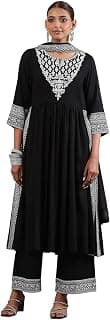 BIBA Women Solid Gathered Straight Suit Set