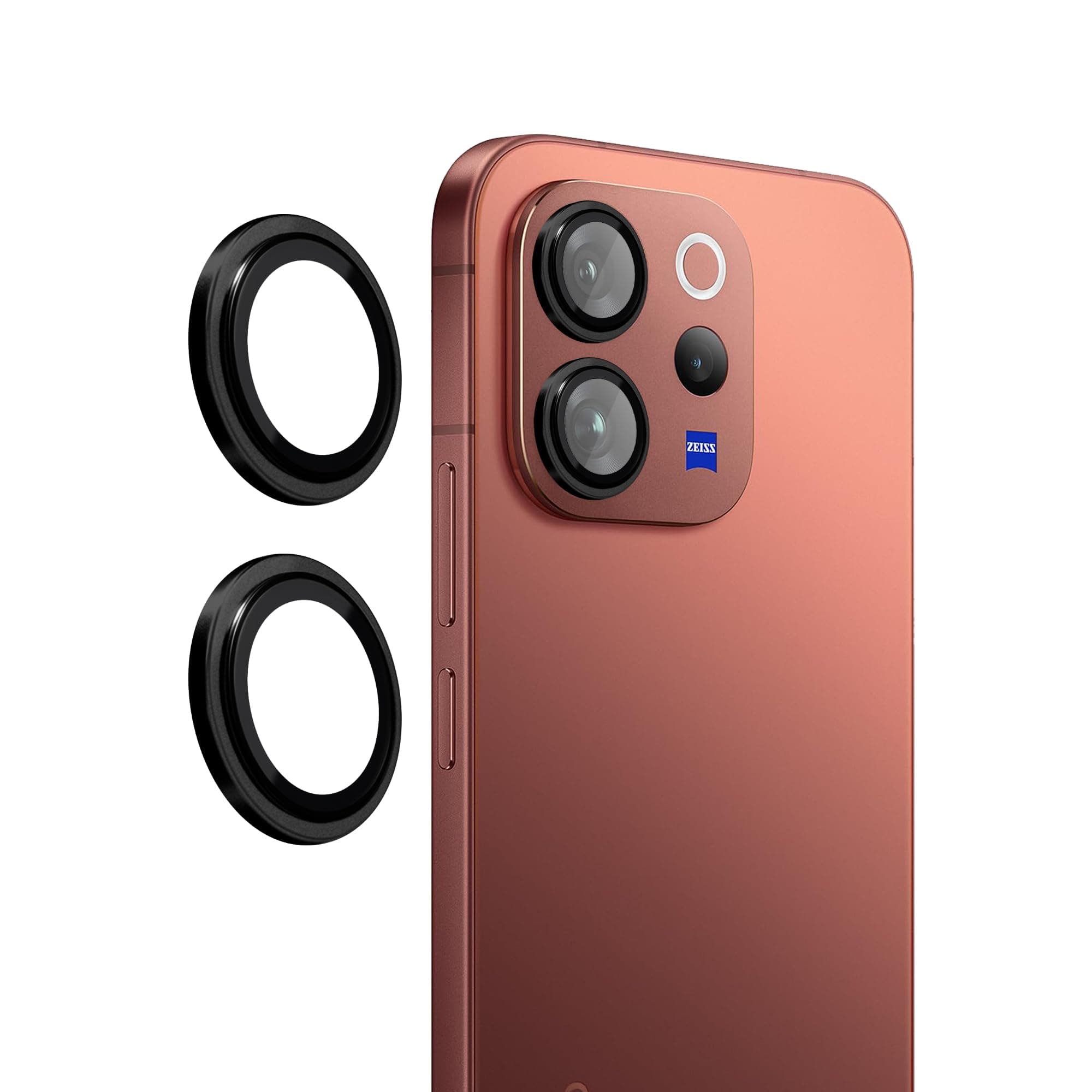 amazon basics Camera Glass Lens Protector Ring for Vivo V70 / V70 Elite 5G Case Friendly with Edge to Edge Coverage and Easy Installation (Black)