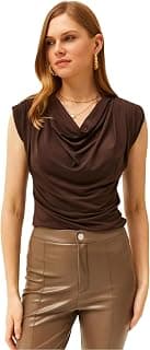 SIGHTBOMB Ultra Soft Afford LUX Edition Draped Cowl Neck FRONTFLOW Gathered Ruched SOFTLINE Sleeveless TOP for Women