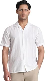 MUFTI White Self-Design Camp Shirt