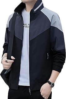 MIA FASHION Mens Jackets for Summer, Lightweight Windcheater Jacket, Full Sleeves, Regular Fit, Stylish Stand Collar, Zipper Closure